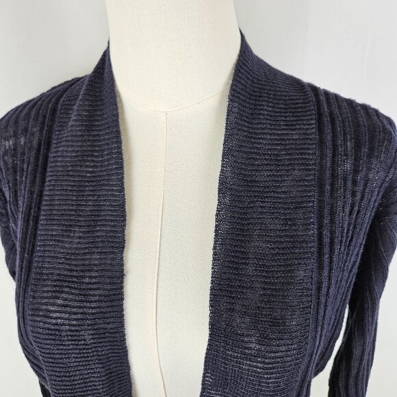Eileen Fisher Sweater Cardigan Size Small Navy Blue Lightweight Open Front - Picture 3 of 8